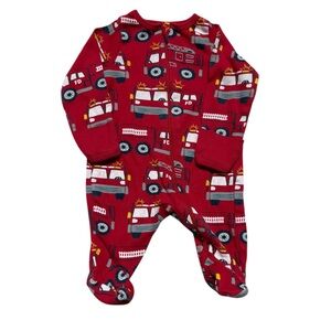 Wonder Nation | Red Fire Truck Footed Baby Pajama | Newborn